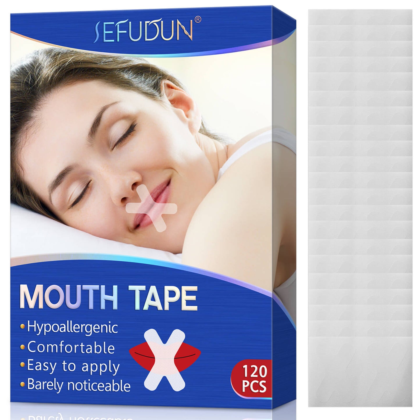 Munn plástrar fyrir svefn 120x plástrar í pakka (mouth tape)