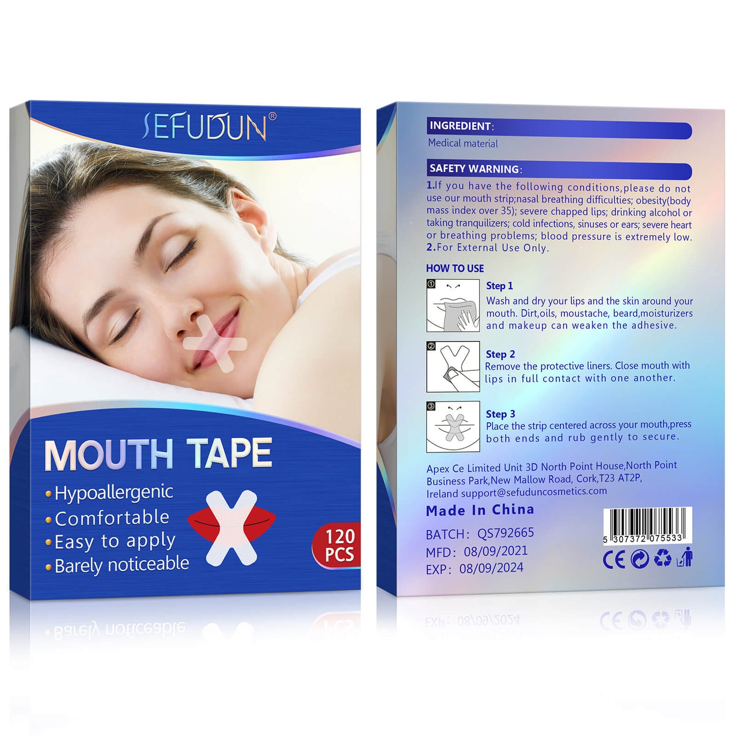 Munn plástrar fyrir svefn 120x plástrar í pakka (mouth tape)