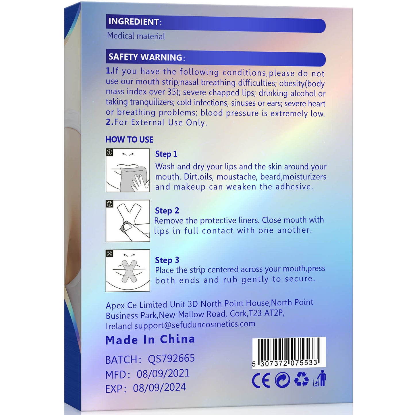 Munn plástrar fyrir svefn 120x plástrar í pakka (mouth tape)